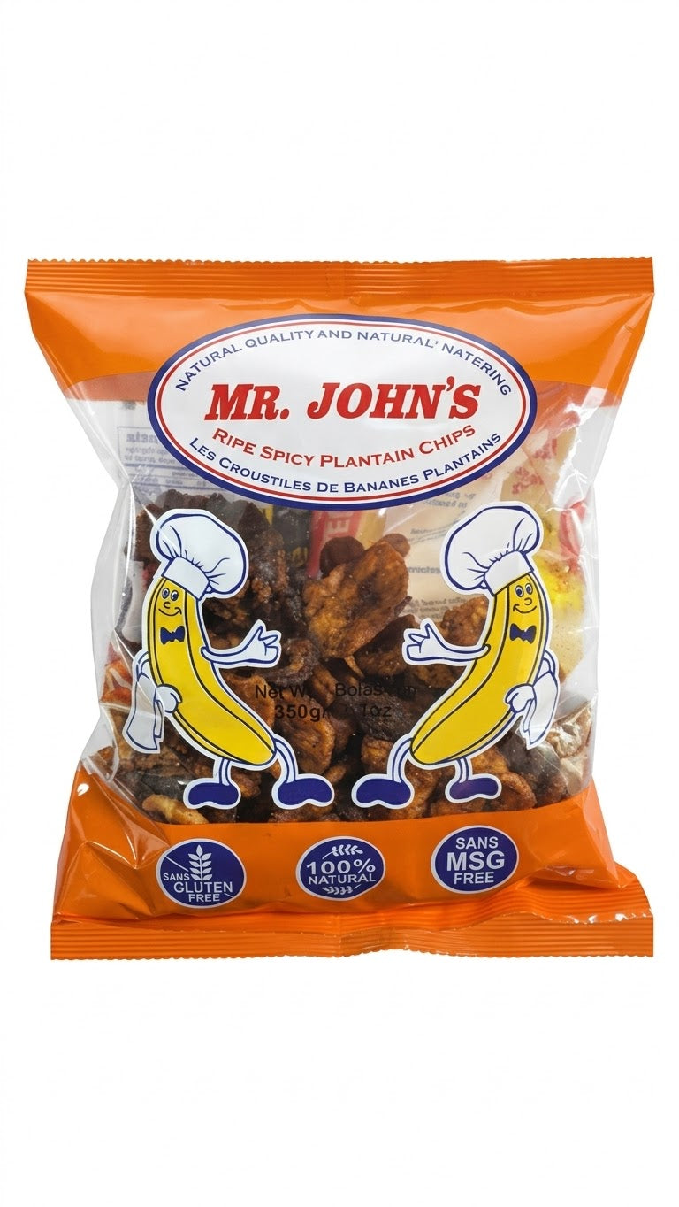Mr. John's Ripe Plantain Chips | Sweet & Spicy, Golden & Crunchy | 350g