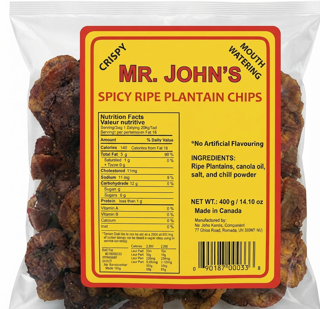 Mr. John's Ripe Plantain Chips | Sweet & Spicy, Golden & Crunchy | 350g