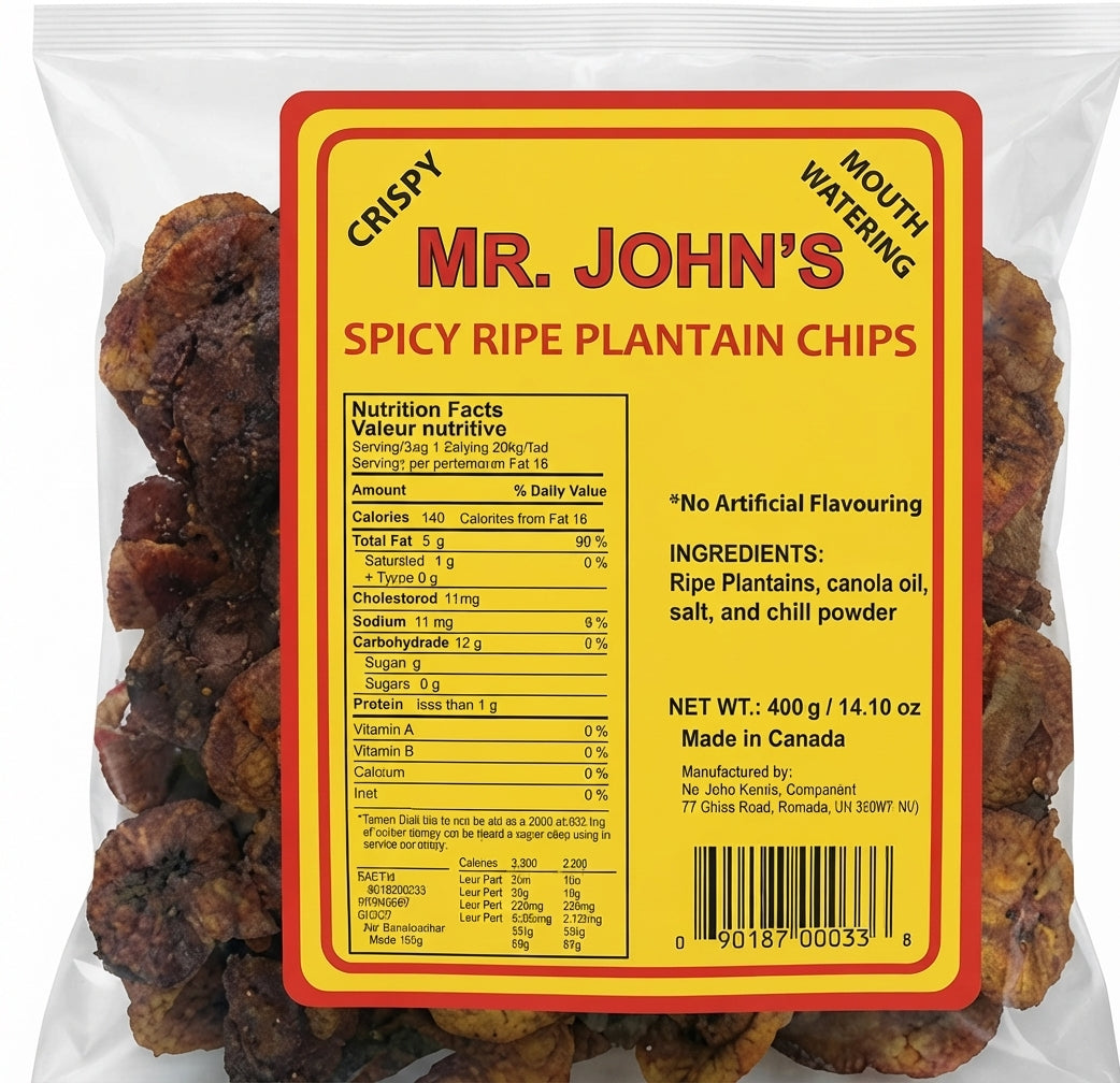 Mr. John's Ripe Plantain Chips | Sweet & Spicy, Golden & Crunchy | 350g