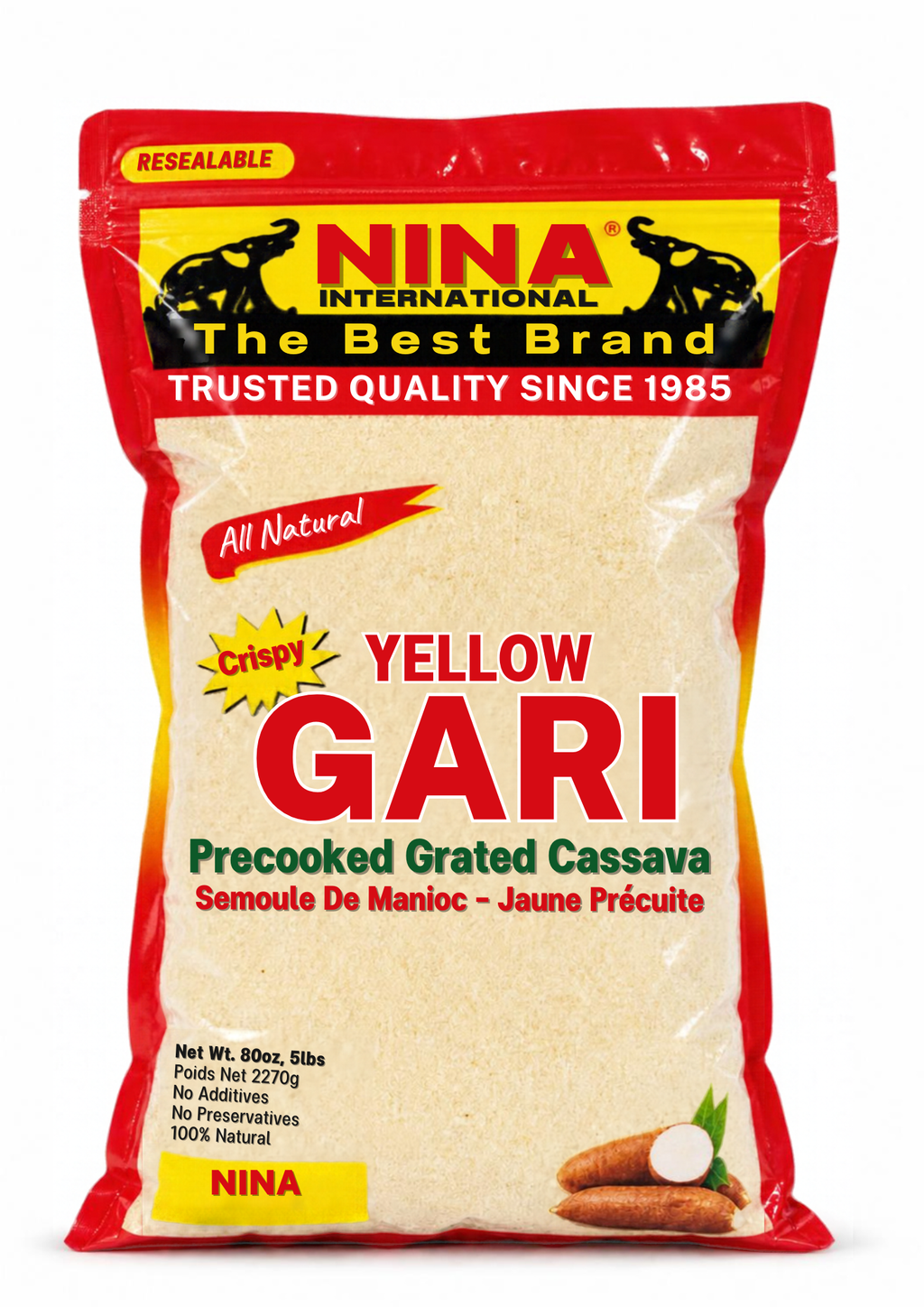 Nina Yellow Gari (Cassava Granules), 5 lb